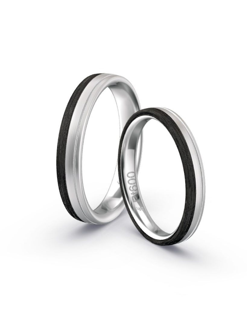 600/- Platin Feinmatt Carbon Stufe links U-Fuge rechts poliert