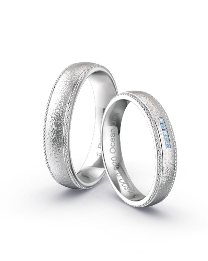 Ringe Platin Eismatt links und recht Stufe Damenring 5 Brillanten in Ocean blue