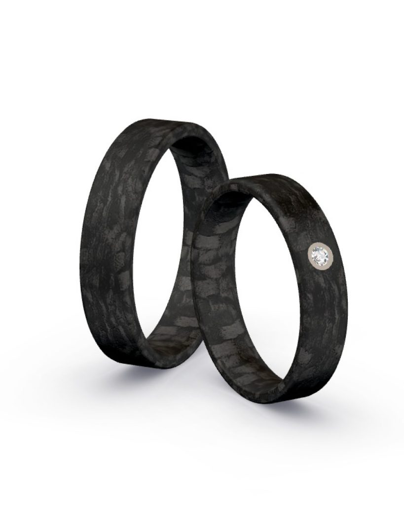 Vollcarbon prepreg Ring Brillant mit Zarge 0.020 ct. / G/SI