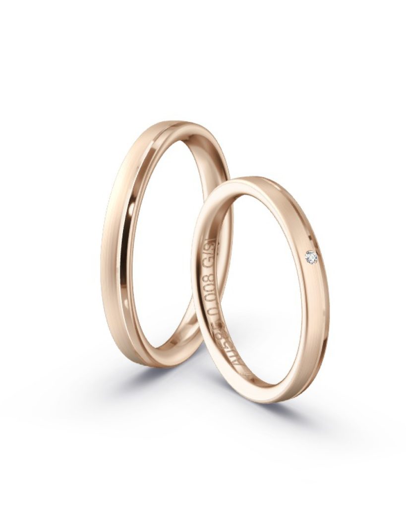 Caramelgold Feinmatt &amp; poliert Damenring Brillant 0.008 ct. / G/SI