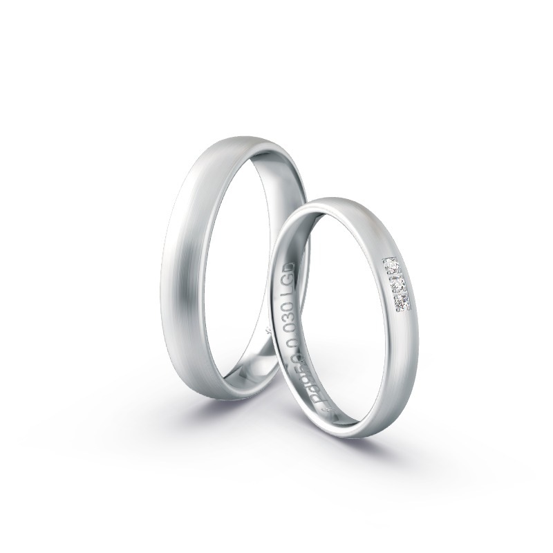 Klassische Trauringe aus reinem Palladium 950 mit Diamantbesatz"/>Palladium 950 pur, feinmatte Oberfläche, Damenring mit ct Diamantbesatz