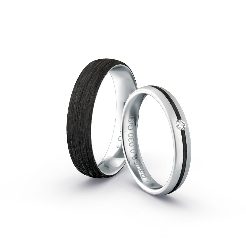 Trauringe aus Palladium 950 mit FischerCarbon
